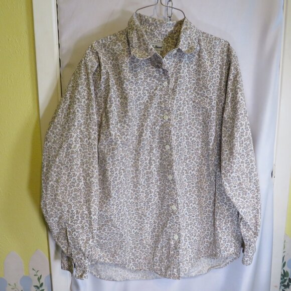 Vintage L.L. Bean Women's 100% Cotton Floral Button-Up Shirt - Picture 1 of 5